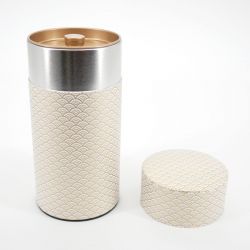 Caja de té japonés blanco en papel washi - KIN SEIGAIHA - 200gr