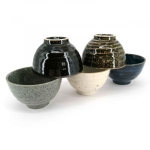 Juego de 5 tazas de té de cerámica japonesa, colores lisos - MUJI
