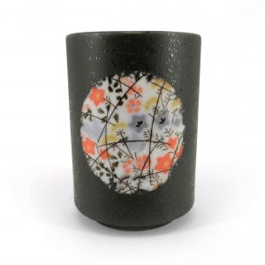 Taza de té de cerámica japonesa, círculo de flores - FURORARU