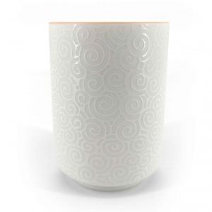 Taza de té de cerámica japonesa, blanca, espiral - SENPU