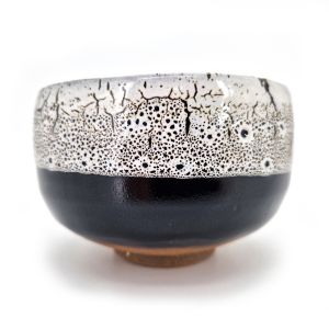 Cuenco de cerámica negro y beige para ceremonia del té - BEJU TO KURO